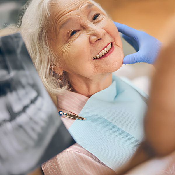 Patient with mouth x-ray.
